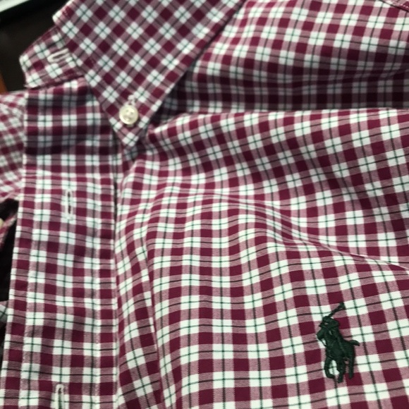 POLO RALPH LAUREN CLASSIC FIT DRESS SHIRT IN RED/PLUM  16 1/2 neck 36/37 sleeve - Picture 5 of 6